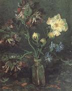 Vase with Myosotis and Peonies Vincent Van Gogh